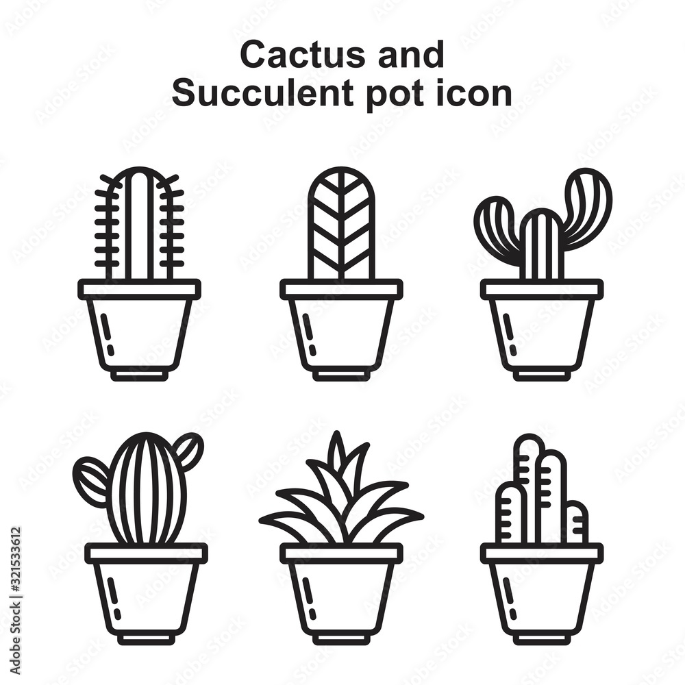 Cactus and Succulent pot icon template black color editable. Cactus and Succulent pot icon symbol Flat vector illustration for graphic and web design. Cactus and Succulent pot icon template black color editable. Cactus and Succulent pot icon symbol Flat vector illustration for graphic and web design.