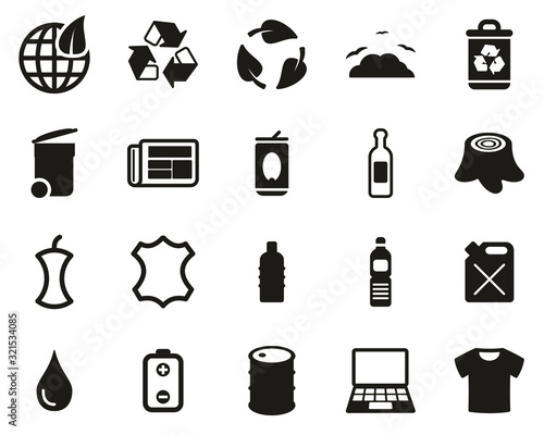 Recycling Or Upcycling Icons Black & White Set Big