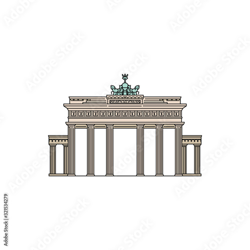 Brandenburg Gate famous tourist landmark, sketch vector illustration isolated.