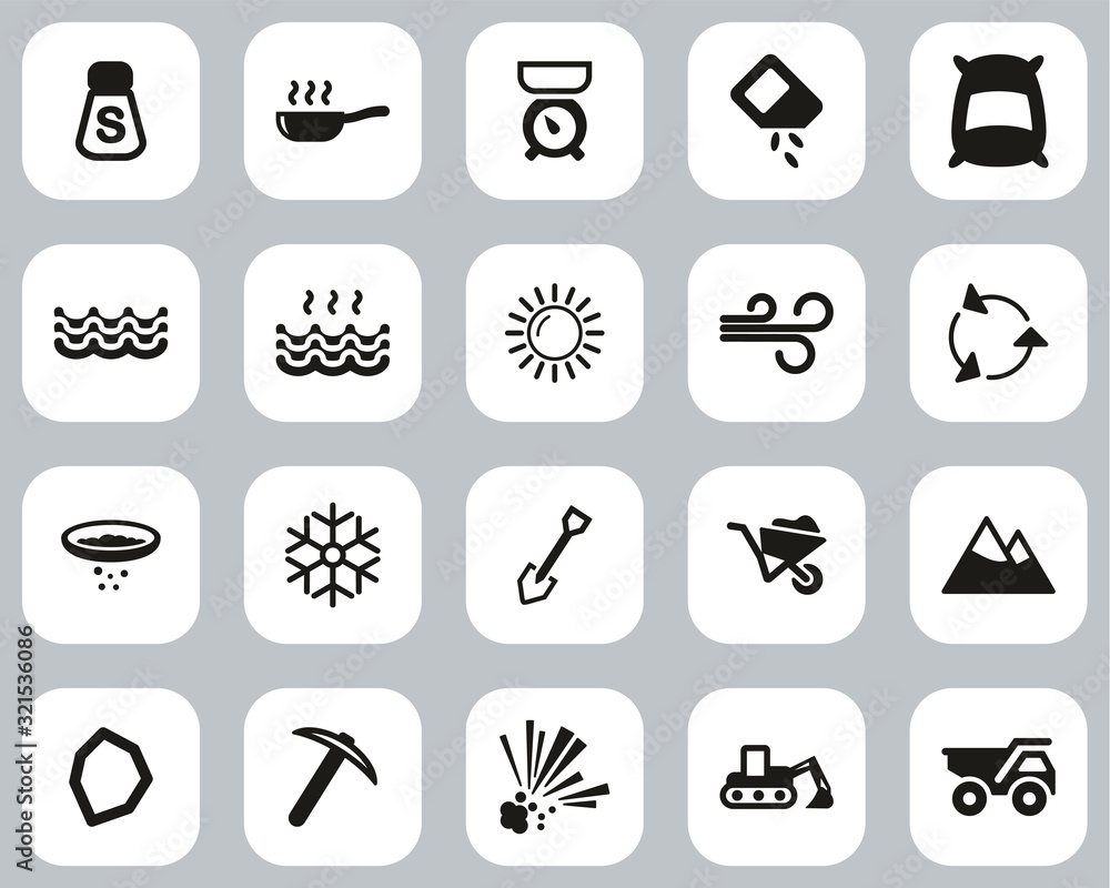 Salt & Salt Mining Icons Black & White Flat Design Set Big Salt & Salt Mining Icons Black & White Flat Design Set Big