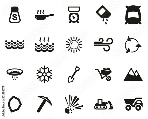 Salt & Salt Mining Icons Black & White Set Big