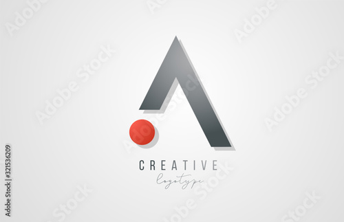 letter A logo alphabet icon design template elements in grey and red for business