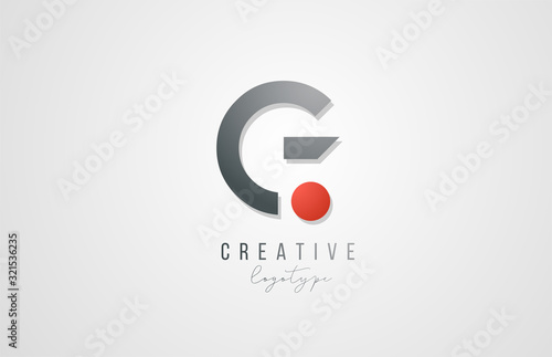 letter G logo alphabet icon design template elements in grey and red for business