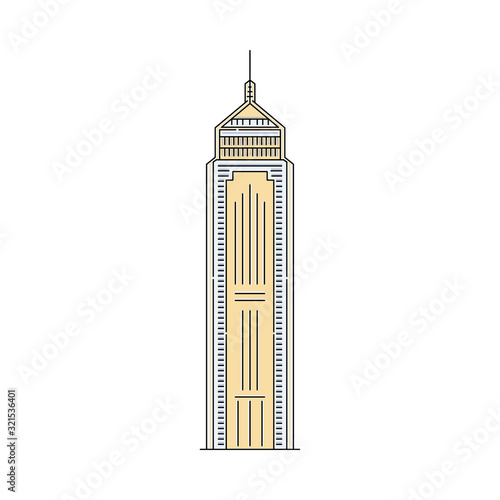 Hong Kong famous tourist landmark sign vector illustration in sketch isolated.