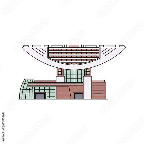 Hong Kong famous modern building icon, sketch cartoon vector illustration isolated.