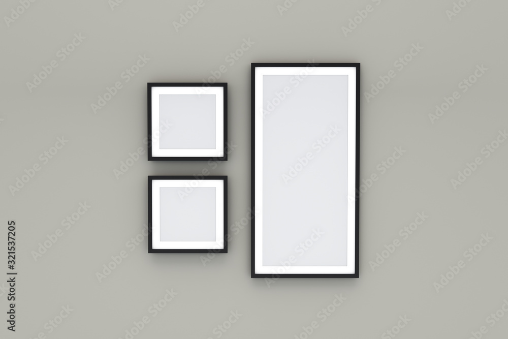 3D Rendering of Vertical Blank Photo Frame on White 3D Rendering of Vertical Blank Photo Frame on White