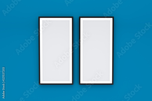 3D Rendering of Vertical Blank Photo Frame on White