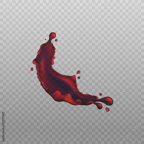 Red wine splash shape realistic vector illustration isolated on transparent.
