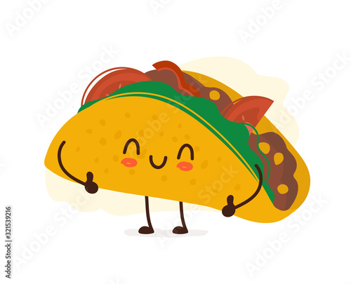 Tasty cute happy smiling taco giving thumbs up
