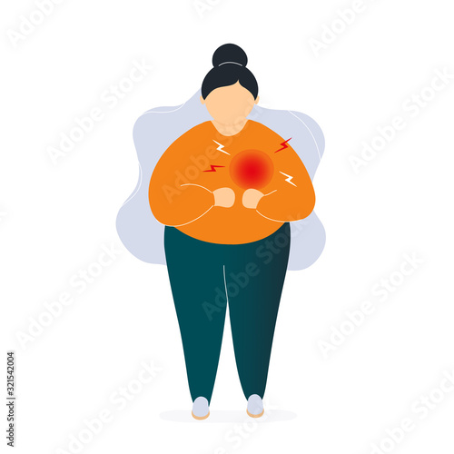 Fat woman with heart pain