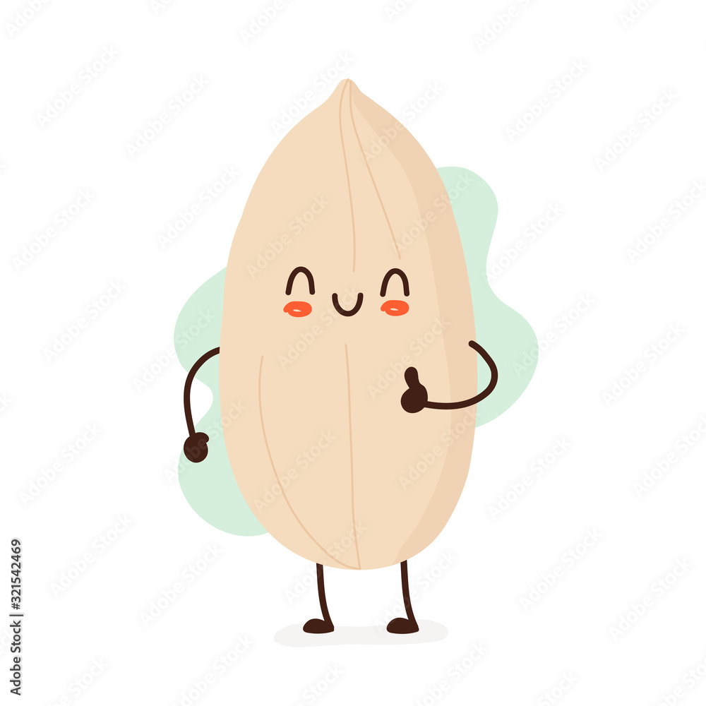 Happy smiling funny cute peeled peanut Happy smiling funny cute peeled peanut