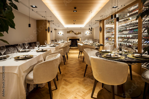 Interior of a fancy restaurant