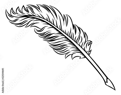A quill feather ink vintage pen cartoon illustration