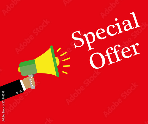 Hand holding megaphone - Special offer