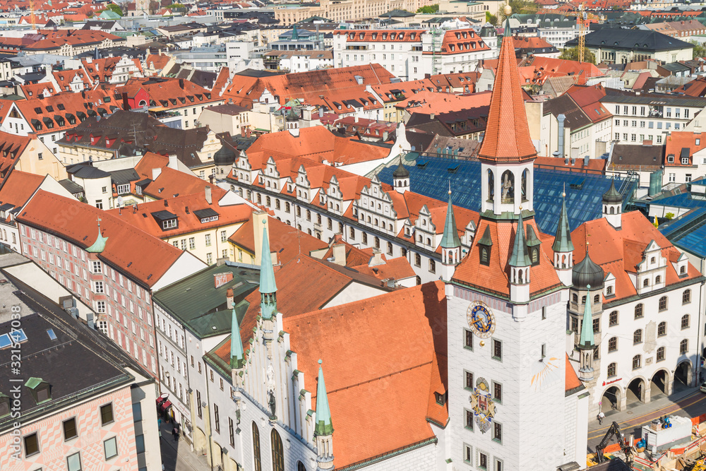 Obraz premium Beautiful super wide-angle sunny aerial view of Munich, Bayern, Bavaria, German