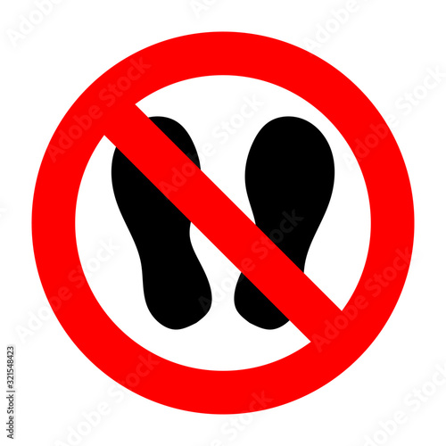 prohibition sign no to sandals, do not enter into shoes