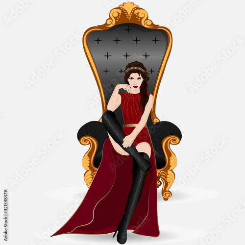 The queen is sitting on the throne/ Vector art