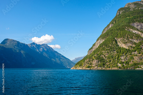 View on Geiranger fjord from the cruise ferry © alexya85