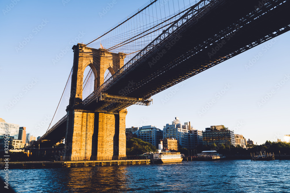 Obraz premium From below suspension stone bridge