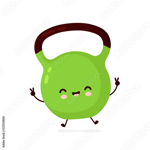 Cute smiling happy fitness kettlebell weight