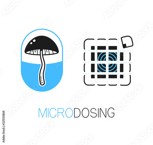 Psilocybe mushroom in pill and acid lsd mark