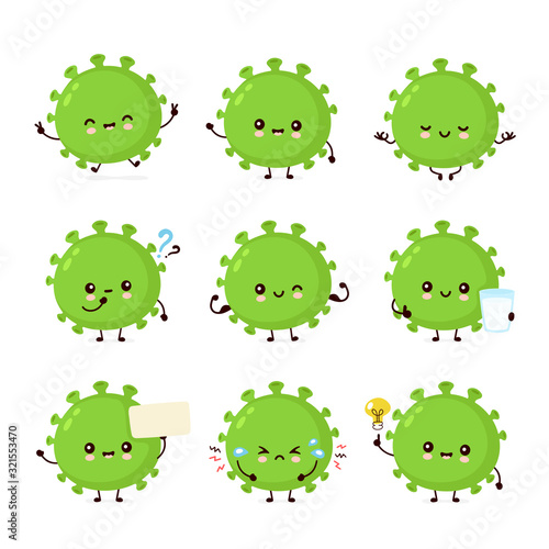 Cute happy good probiotic bacteria