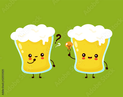 Cute happy glass of beer with question mark