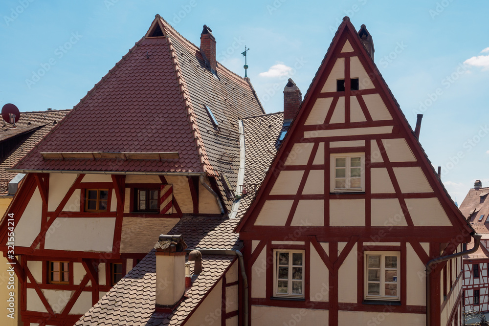 Half-timbered buildings in the old town of Nuremberg, Germany