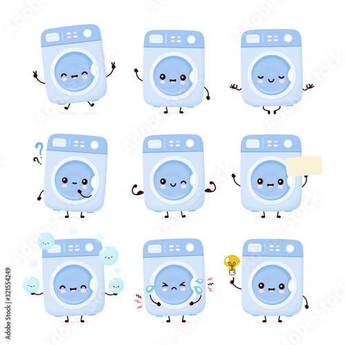 Cute happy washing machine set collection