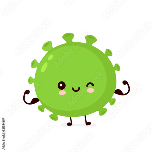 Cute happy strong good probiotic bacteria