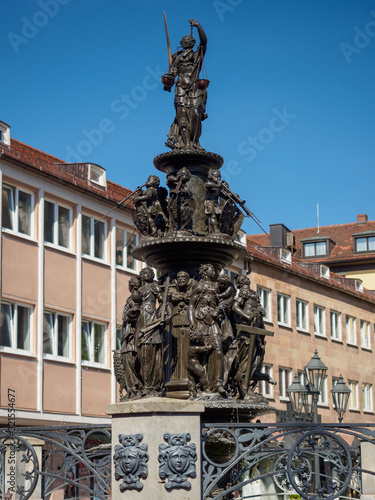Obraz na płótnie Fountain of Virtues in Nuremberg, Germany w salonie
