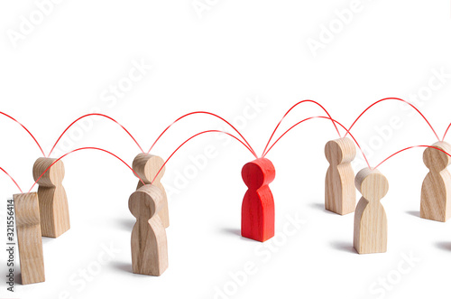 Quadro em tela Red human figure in contact with surrounding persons
