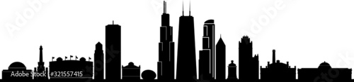 Chicago City Downtown Skyline Ouline Silhouette Vector
