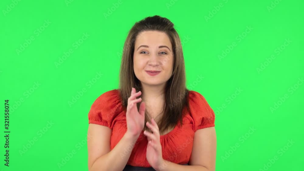Portrait of confused girl saying oops and shruging. Green screen Portrait of confused girl saying oops and shruging. Green screen