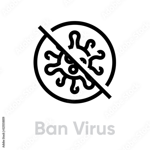 Ban Virus editable line vector icon.
