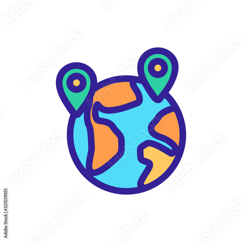 Route planet icon vector. Thin line sign. Isolated contour symbol illustration