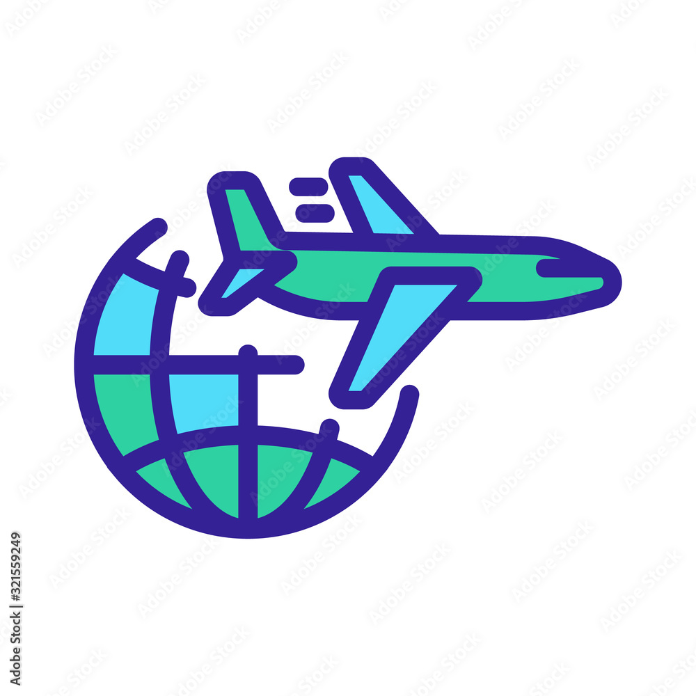 Plane Planet Icon Vector. Thin line sign. Isolated contour symbol illustration Plane Planet Icon Vector. Thin line sign. Isolated contour symbol illustration