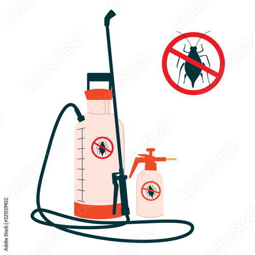 Large and small sprayers for protection against insect pests. Vector illustration on white background insulated