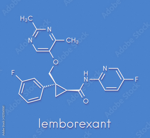 Lemborexant insomnia drug molecule. Skeletal formula.
