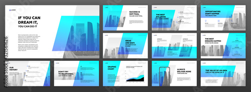 Powerpoint business presentation templates set. Use for modern presentation background, brochure design, website slider, landing page, annual report, company profile.