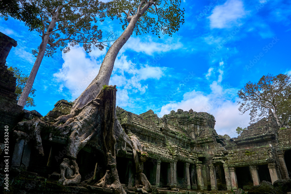 Fototapeta premium Preah Khan Angkor wat temple ruins siem reap cambodia asia
