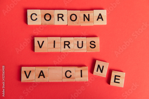 Vaccine race depicted in words on background. Novel Coronavirus originating in Wuhan, China. Coronavirus 2019-nCoV concept.
