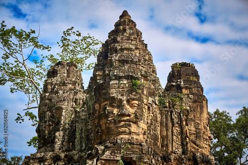 South Gate Angkor wat temple ruins siem reap cambodia asia