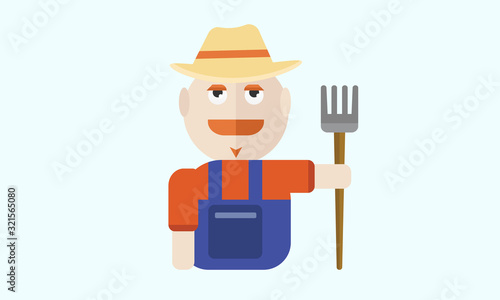 Flat Farmer Character Cartoon Illustration