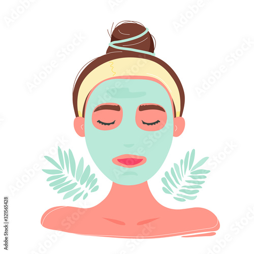 Young woman with closed eyes in facial mask
