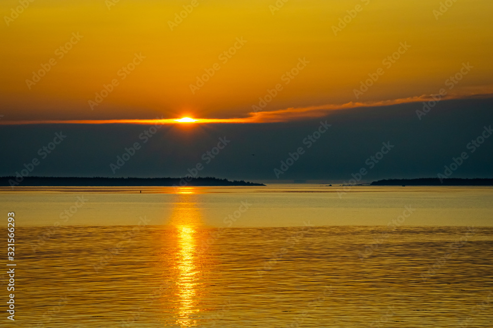 Beautiful ocean sunset along the coast of Nova Scotia
