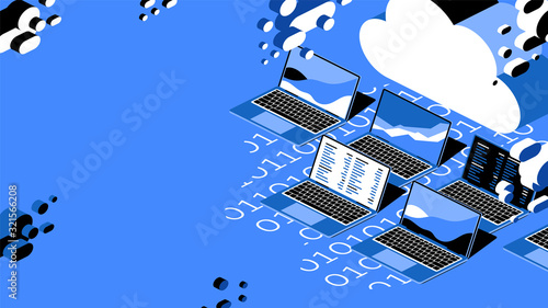 Isomertic cloud storage. Web hosting concept.