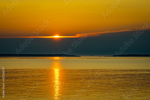 Beautiful ocean sunset along the coast of Nova Scotia