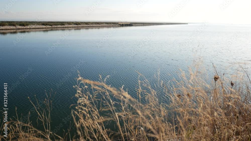 Nature reserve Saline Margherita di Savoia, Apulia, Italy: The salt pan. Salt flats area for sea salt production. A salt marsh, a coastal ecosystem on Adriatic sea. Nature reserve Saline Margherita di Savoia, Apulia, Italy: The salt pan. Salt flats area for sea salt production. A salt marsh, a coastal ecosystem on Adriatic sea.