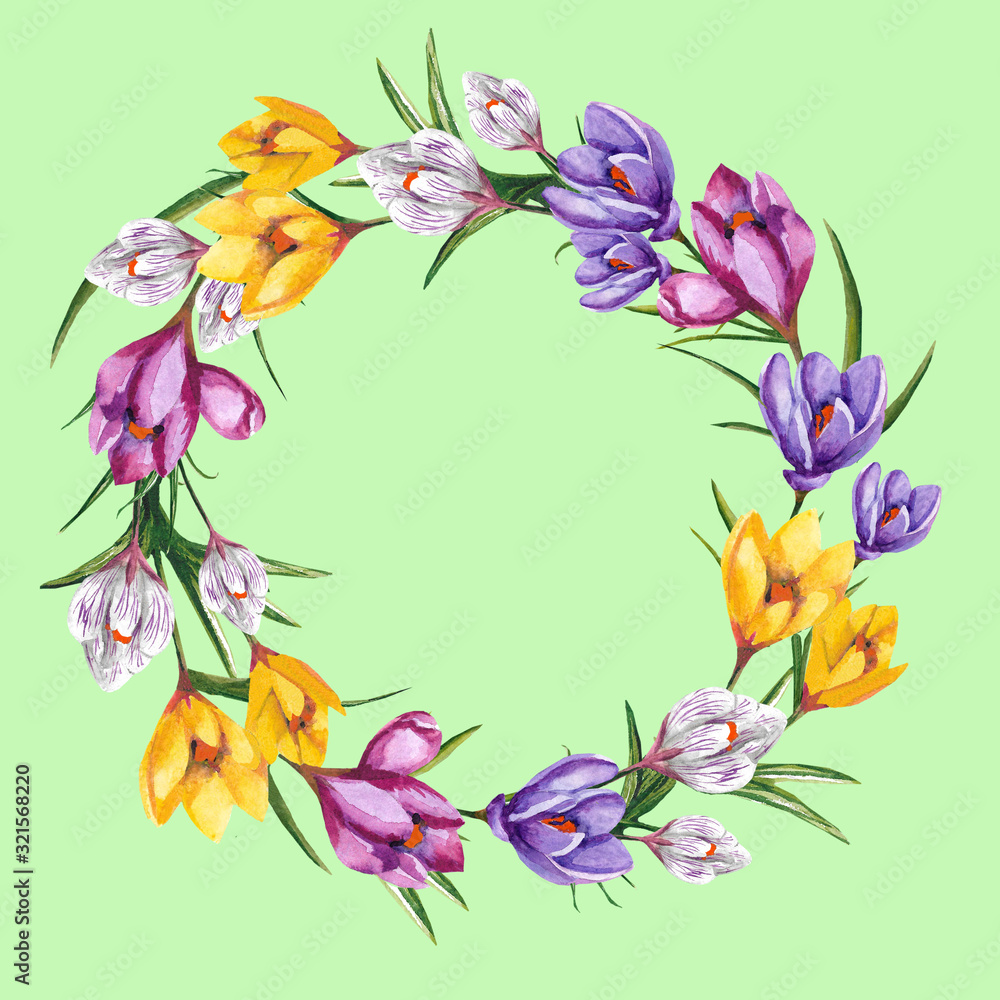Crocuses flower wreath festive spring